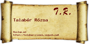 Talabér Rózsa névjegykártya